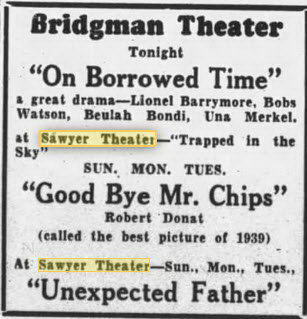 Flynn Theatre - 12 Aug 1939 Bridgman Mgmt Takes Over Drops Flynn Name (newer photo)